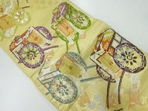 アンティーク　御所車模様織出し袋帯（材料）